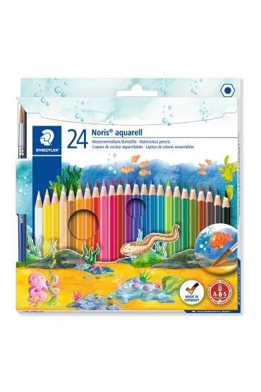 Staedtler Kredki o��wkowe Noris Club, sze�ciok�tne, akwarelowe z p�dzelkiem 24 szt.