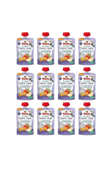 Holle Mus Tropikalny tygrysek (jab�ko - mango - marakuja) od 8 miesi�ca Demeter Zestaw 12 x 100 ml Bio