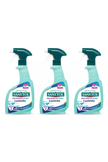 Sanytol Spray do �azienki o zapachu eukaliptusa czy�ci usuwa kamie� i dezynfekuje Zestaw 3 x 500 ml