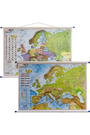 Europa mapa �cienna polityczna i fizyczna dwustronna 1:7 000 000