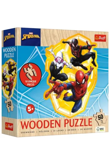 Puzzle drewniane 50 el. SpiderMan gotowy w akcji Trefl