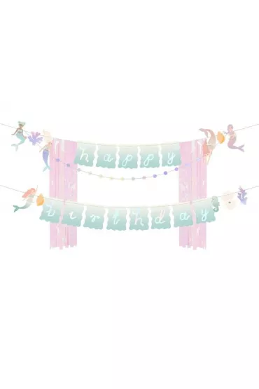 PartyDeco Baner Happy Birthday Syrenka 130x100cm
