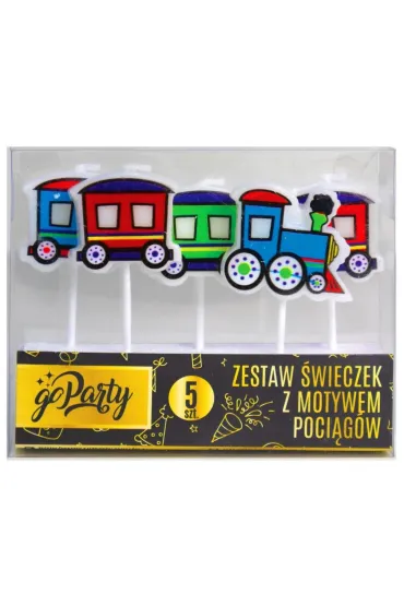 GoParty Zestaw �wieczek urodzinowych Motyw poci�g�w 5 szt.
