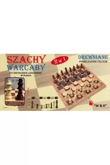 Szachy i warcaby drewniane 2w1