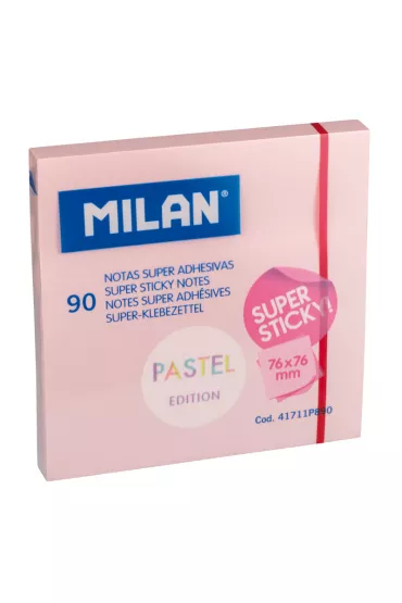 Milan Karteczki samoprzylepne Super Sticky Pastel r�owe 76 x 76 mm 90 kartek 90 szt.