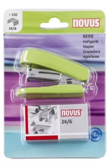 Novus Zszywacz mini jasno zielony + zszywki 24/6