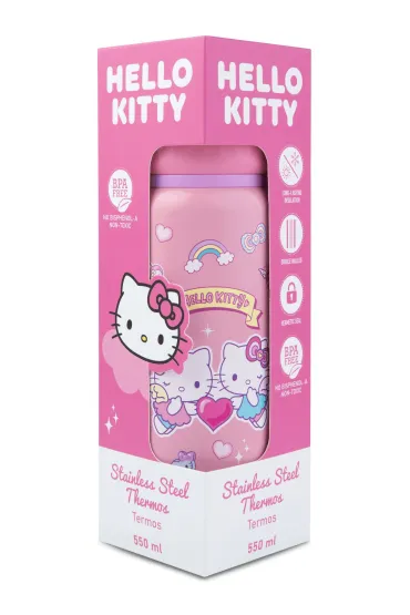 Patio Bidon 550ml metalowy termos Hello Kitty Light Pink