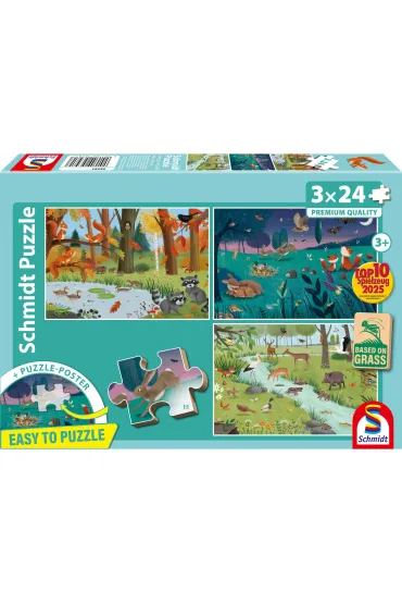 Puzzle 3 24 Le�ne zwierz�ta Schmidt
