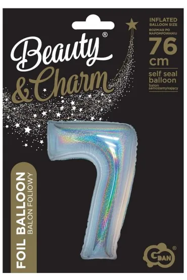Godan Balon foliowy B&C cyfra 7 holograficzna srebrna 76cm