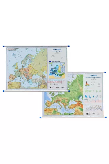 Mapa Europy A2 Dwustronna cienna