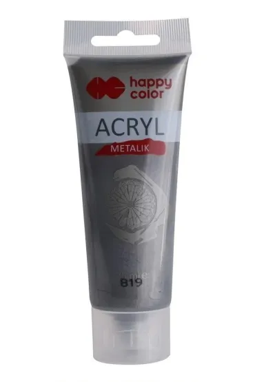 Happy Color Farba akrylowa metalik czarne srebro 75ml