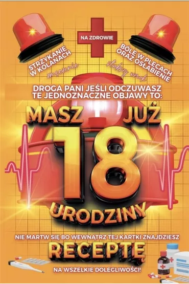 Yeku Karnet Urodzinowy z recept� 18