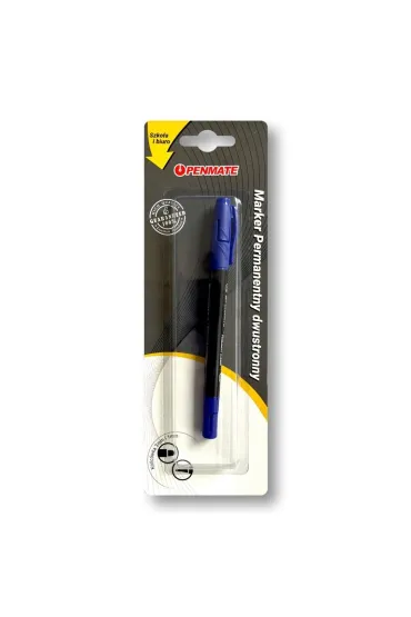Marker permanentny dwustronny niebieski PENMATE