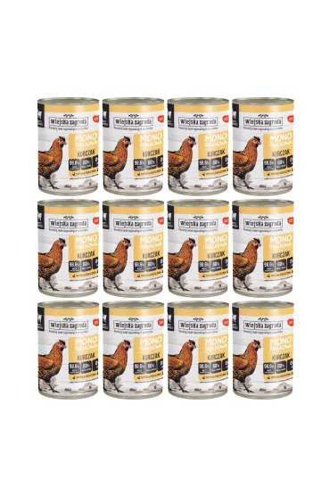 Wiejska Zagroda Mokra karma dla kota monoproteinowa z kurczakiem zestaw 12 x 400 g