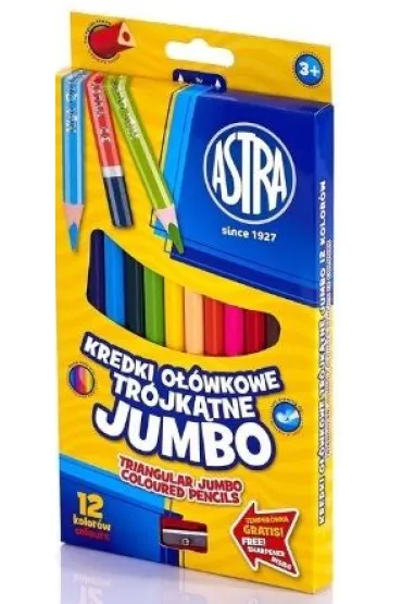 Astra Kredki o��wkowe t�czowe Jumbo 12 szt.