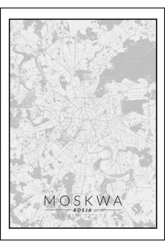 Moskwa mapa czarno biaa - plakat 60x80 cm