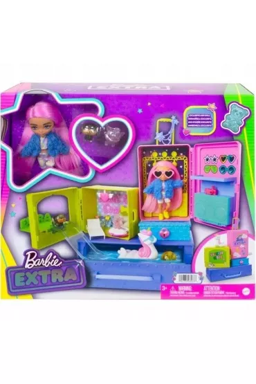 Barbie Extra Zestaw + Maa lalka + zwierztka HDY91 Mattel