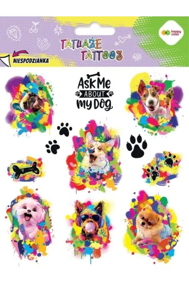 Tatua�e zmywalne Funny Dogs HAPPY COLOR
