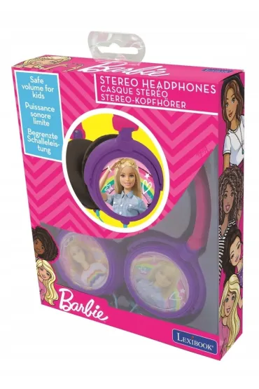 Sk�adane s�uchawki przewodowe stereo Barbie z g�o�no�ci� bezpieczn� dla dzieci Lexibook HP010BB