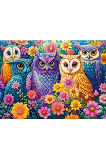 Puzzle 3000 el. Flower Owl Meeting Castorland