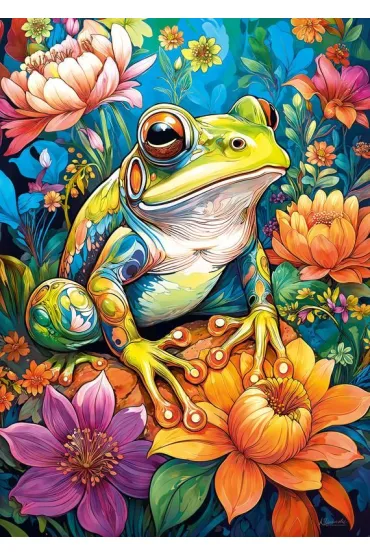 Puzzle 1000 el. Flower Power Frog CherryPazzi