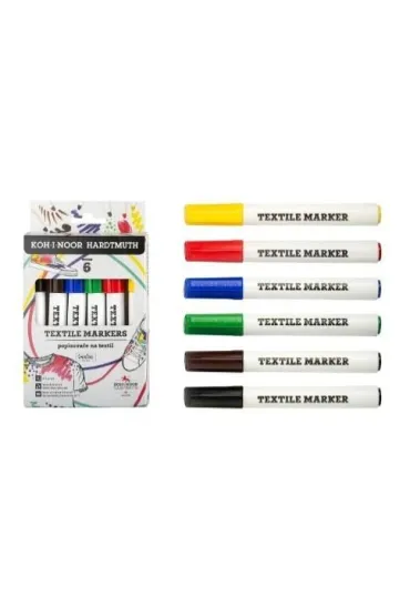Koh-I-Noor Markery do tkanin 2,5mm 6 kolor�w