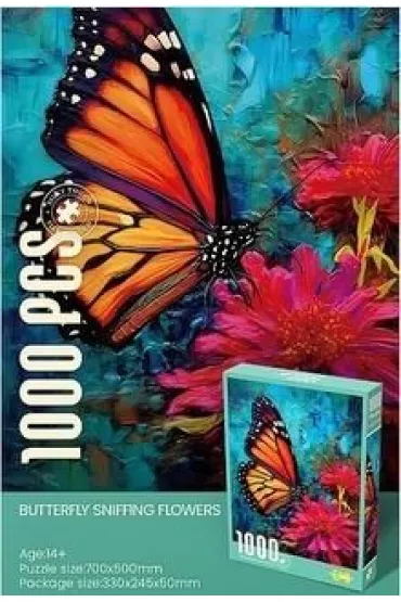Puzzle 1000 el. motyl na kwiatach Adar