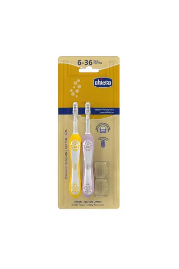 Chicco Szczoteczki do z�b�w lila/musztardowy 6-36m 2 szt.