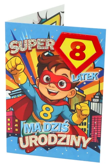 Yeku Karnet Urodziny 8 ch�opiec - Superbohater