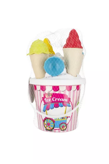 Wiaderko do piasku dziewcz�ce z akcesoriami lody Mondo