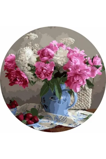 Twoje Hobby Malowanie po numerach okr�g�e - Kwiaty i truskawki 40cm