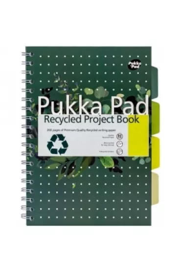 Pukka Pad Pukka Project Book z recyklingu B5 zielony linia, 80g 100 kartek