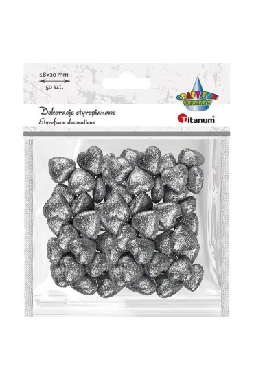 Titanum Styropianowe serca srebrne 19x19mm 50 szt.