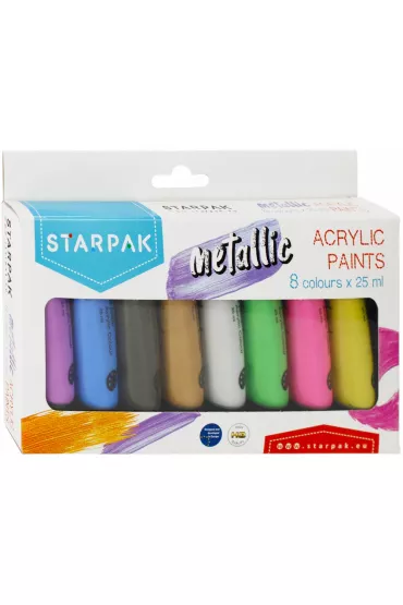 Starpak Farby akrylowe metaliczne 484980 8x25ml