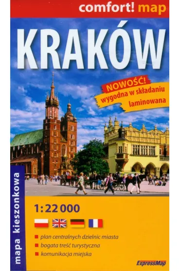 Krak�w laminowany plan miasta 1:22 000 &ndash; mapa kieszonkowa