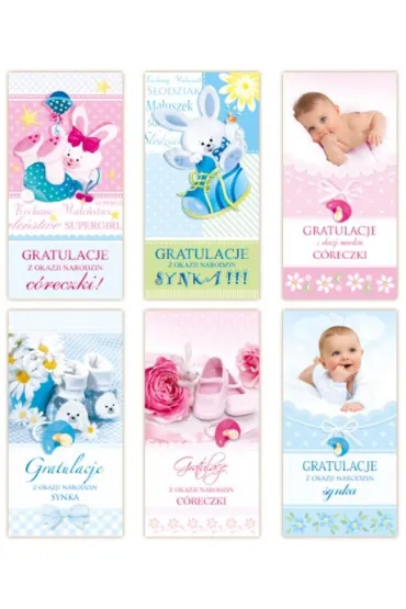 Merigraf Karnet Gratulacje z okazji narodzin DL mix wzor�w