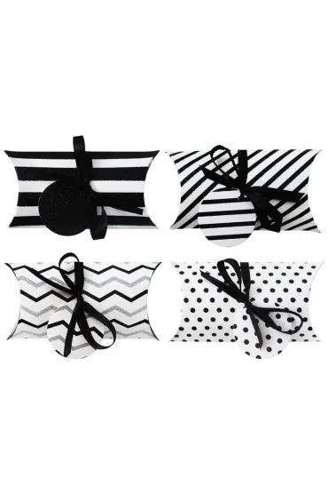 incood. Pude�ko na prezenty bia�o-czarne 15x7 cm 8 szt.