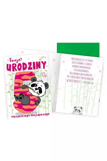 Kukartka Karnet B6 Urodziny 5 Panda
