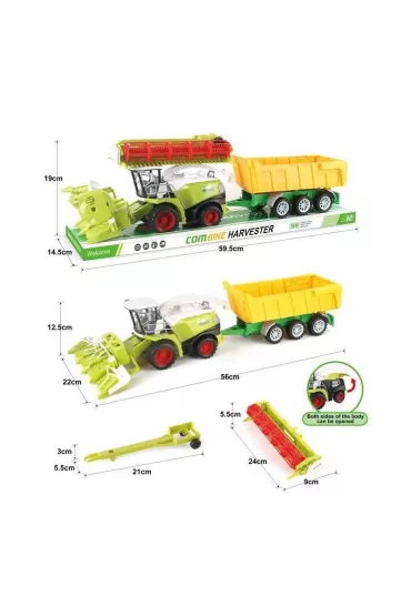 Zestaw kombajn�w z czerwon� przyczep� Toys Pawe� Wojda