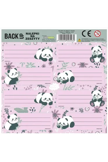 Nalepki na zeszyt Panda 11 DERFORM 25 szt.