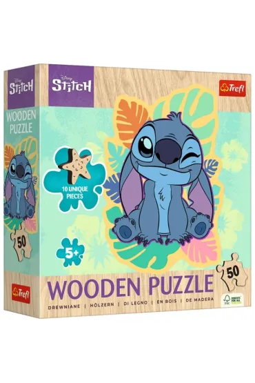Puzzle drewniane 50 el. Weso�y Stitch Trefl