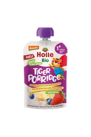 Holle Mus owsiankowy Tygrysek (ry� - banan - owoce jagodowe - quinoa) od 1 roku Demeter 110 g Bio