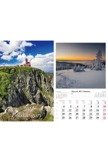 Kalendarz 2027 �cienny 13-k Polskie g�ry