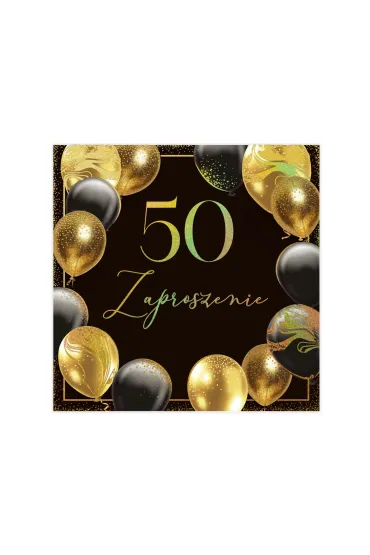 Zaproszenie 50 urodziny kwadrat lux MIX 10 szt.