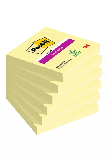 Foldermate Karteczki samoprzylepne Super Sticky ��te 76x76mm 90 szt.