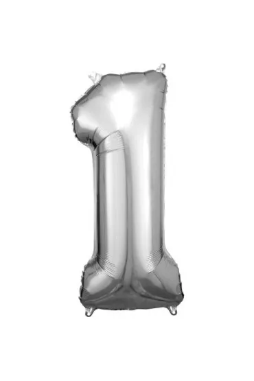 Amscan Balon foliowy cyfra 1 srebrna 38x86cm