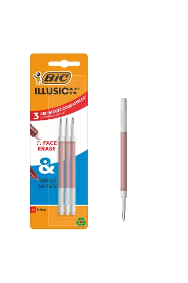 Wk�ad �elowy Illusion 0,7mm czerwony 3 szt BIC