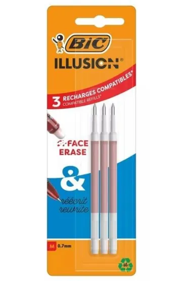 Wk�ad �elowy Illusion 0,7mm czerwony 3 szt BIC