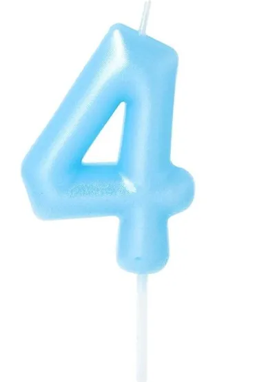 �wieczka na tort - cyferka Candy 4 niebieska 6cm