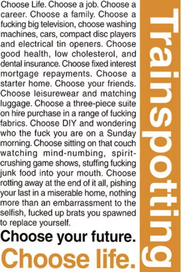 Trainspotting - Wybierz �ycie - plakat motywacyjny 61x91,5 cm